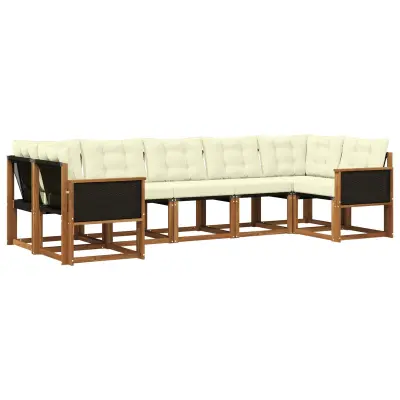 vidaXL Zunanja garnitura za sedenje z blazino 7 pcs Naravna in smetana