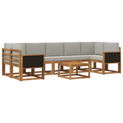 vidaXL Zunanja garnitura za sedenje 6 pcs Naravna in svetlo siva