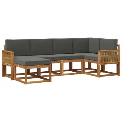 vidaXL Zunanja garnitura za sedenje 6 pcs Naravna in antracitna