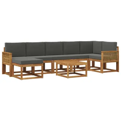 vidaXL Zunanja garnitura za sedenje 8 pcs Naravna in antracitna
