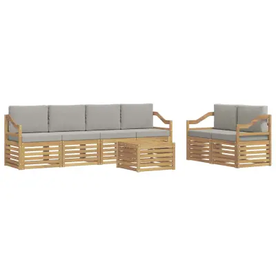 vidaXL Zunanja garnitura za sedenje 7 pcs Bela in svetlo siva