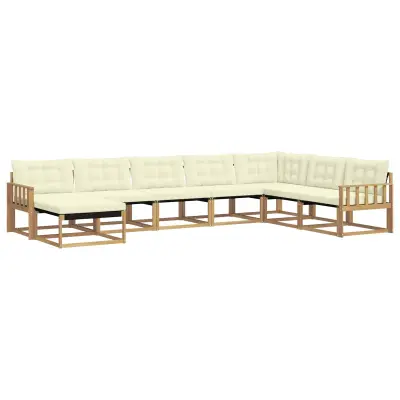vidaXL Zunanja garnitura za sedenje z blazino 8 pcs Bela in krem