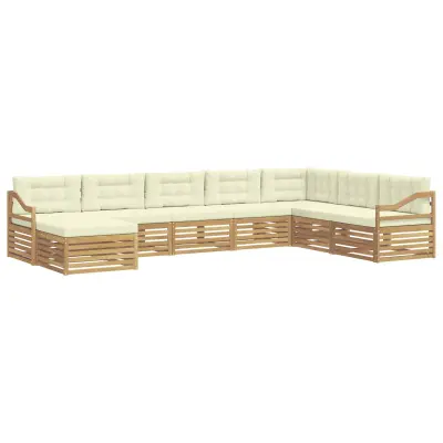 vidaXL Zunanja garnitura za sedenje 8 pcs Bela in krem Poliester