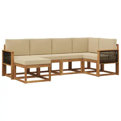 vidaXL Zunanja garnitura za sedenje 6 pcs Naravna in bež