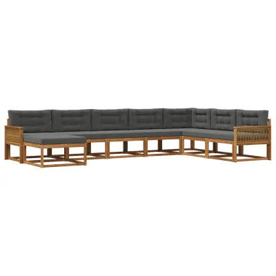 vidaXL Zunanja garnitura za sedenje 8 pcs Naravna in antracitna
