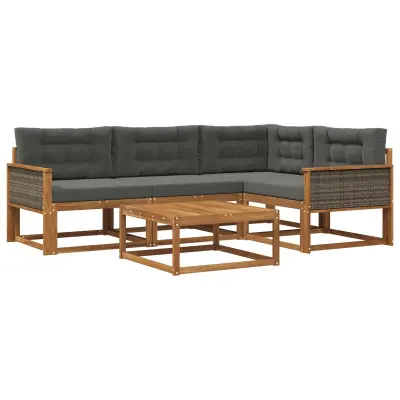 vidaXL Zunanja garnitura za sedenje 5 pcs Naravna in antracitna