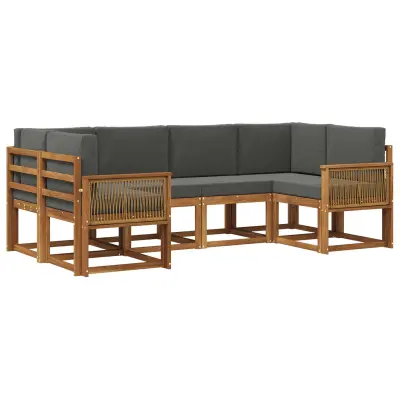 vidaXL Zunanja garnitura za sedenje 6 pcs Naravna in antracitna