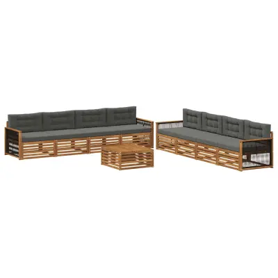 vidaXL Zunanja garnitura za sedenje 9 pcs Naravna in antracitna