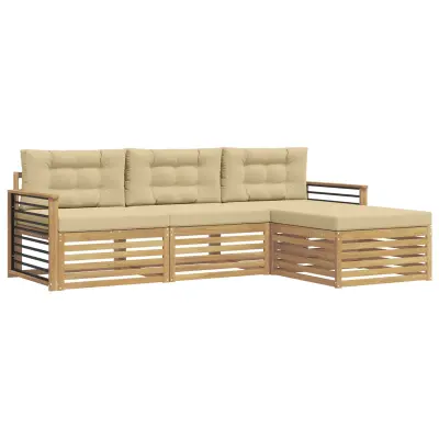 vidaXL Zunanja garnitura za sedenje 4 pcs Bela in bež Poliester