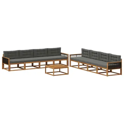 vidaXL Zunanja garnitura za sedenje 9 pcs Naravna in antracitna