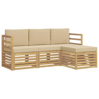 vidaXL Zunanja garnitura za sedenje 4 pcs Bela in bež Poliester