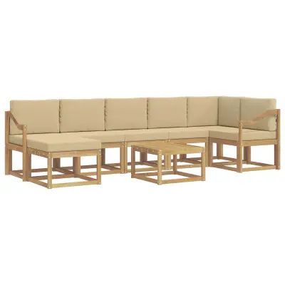 vidaXL Zunanja garnitura za sedenje 8 pcs Bela in bež Poliester