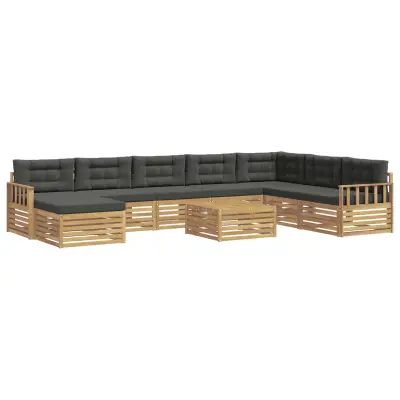 vidaXL Zunanja garnitura za sedenje z blazino 9 pcs Bela in antracit