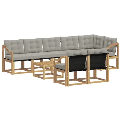 vidaXL Zunanja garnitura za sedenje 9 pcs Bela in svetlo siva