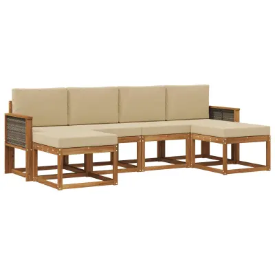 vidaXL Zunanja garnitura za sedenje 6 pcs Naravna in bež Poliester