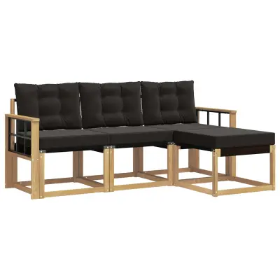 vidaXL Zunanja garnitura za sedenje z blazino 4 pcs Bela in črna