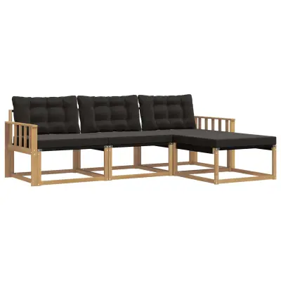 vidaXL Zunanja garnitura za sedenje z blazino 4 pcs Bela in črna