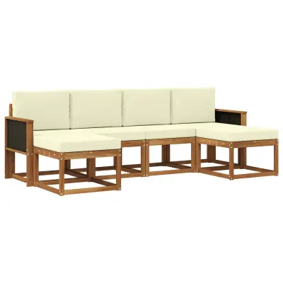 vidaXL Zunanja garnitura za sedenje 6 pcs Naravna in smetana Poliester