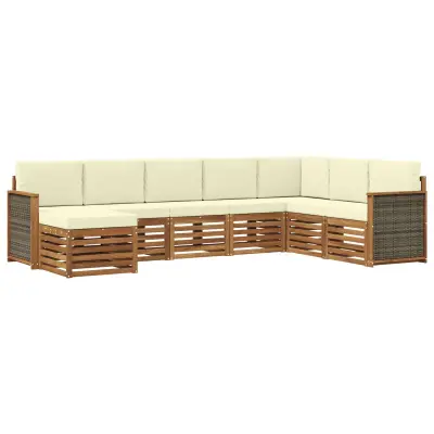 vidaXL Zunanja garnitura za sedenje z blazino 6 pcs Naravna in smetana