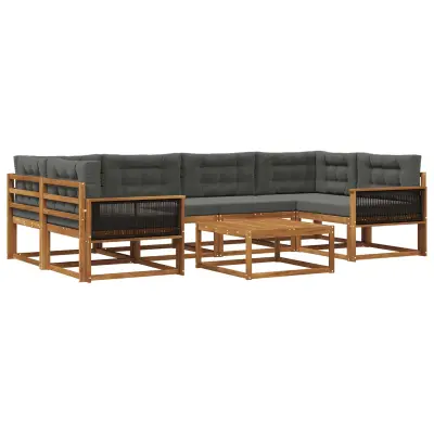 vidaXL Zunanja garnitura za sedenje 7 pcs Naravna in antracitna