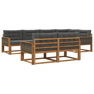 vidaXL Zunanja garnitura za sedenje 7 pcs Naravna in antracitna