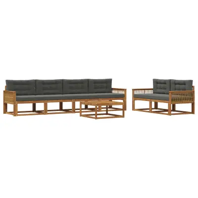 vidaXL Zunanja garnitura za sedenje 7 pcs Naravna in antracitna
