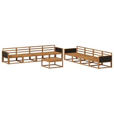 vidaXL Zunanja garnitura za sedenje 9 pcs Naravna Masiven les akacije