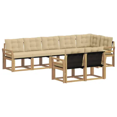 vidaXL Zunanja garnitura za sedenje z blazino 8 pcs Bela in bež