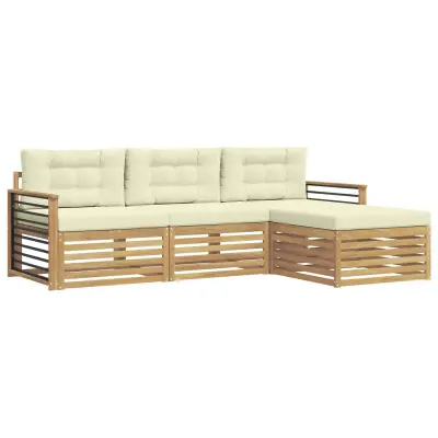 vidaXL Zunanja garnitura za sedenje 4 pcs Bela in krem Poliester