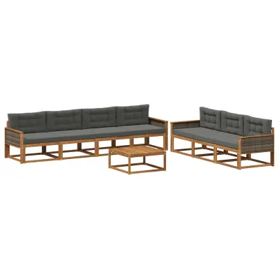 vidaXL Zunanja garnitura za sedenje 8 pcs Naravna in antracitna