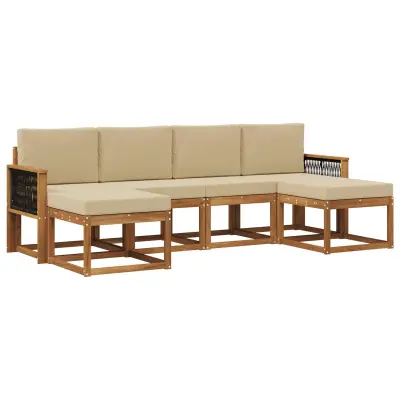 vidaXL Zunanja garnitura za sedenje 6 pcs Naravna in bež Poliester