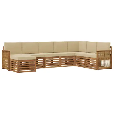 vidaXL Zunanja garnitura za sedenje z blazino 6 pcs Naravna
