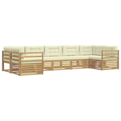 vidaXL Zunanja garnitura za sedenje 7 pcs Bela in krem Poliester