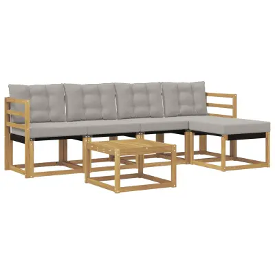vidaXL Zunanja garnitura za sedenje 6 pcs Bela in svetlo siva