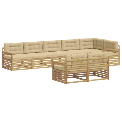 vidaXL Zunanja garnitura za sedenje 8 pcs Bela in bež Poliester