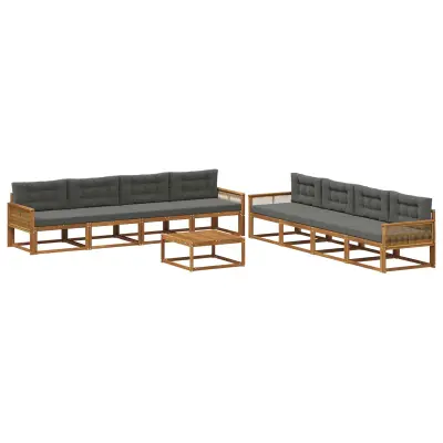 vidaXL Zunanja garnitura za sedenje 9 pcs Naravna in antracitna