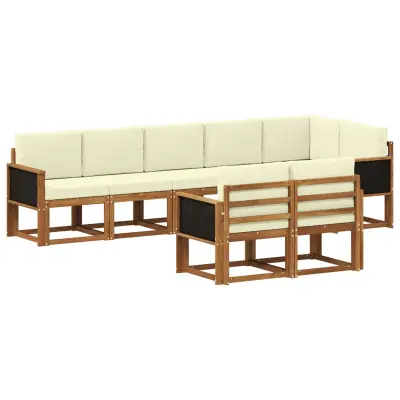 vidaXL Zunanja garnitura za sedenje 8 pcs Naravna in smetana Poliester