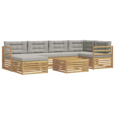 vidaXL Zunanja garnitura za sedenje 7 pcs Bela in svetlo siva