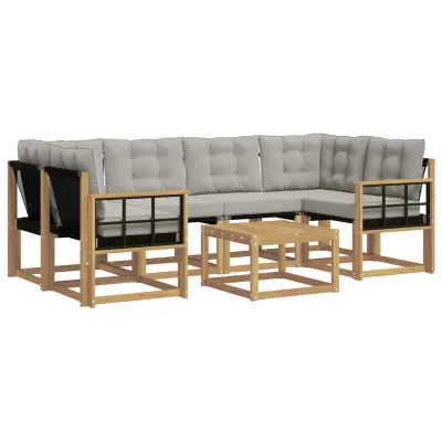 vidaXL Zunanja garnitura za sedenje 7 pcs Bela in svetlo siva