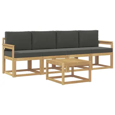 vidaXL Zunanja garnitura za sedenje z blazino 5 pcs Bela in antracit