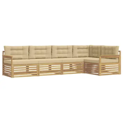 vidaXL Zunanja garnitura za sedenje 6 pcs Bela in bež Poliester