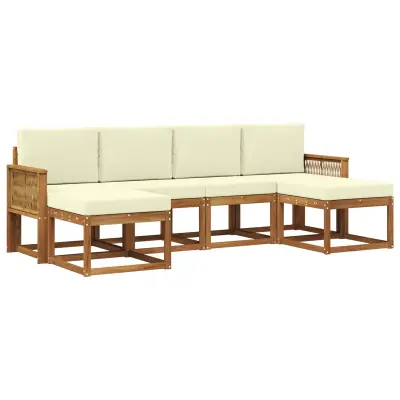 vidaXL Zunanja garnitura za sedenje 6 pcs Naravna in smetana Poliester