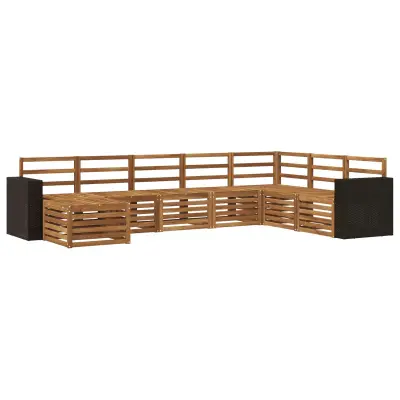 vidaXL Zunanja garnitura za sedenje 8 pcs Naravna Masiven les akacije