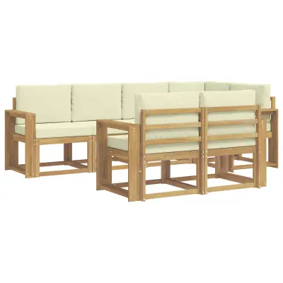 vidaXL Zunanja garnitura za sedenje 7 pcs Bela in krem Poliester