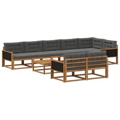 vidaXL Zunanja garnitura za sedenje 9 pcs Naravna in antracitna