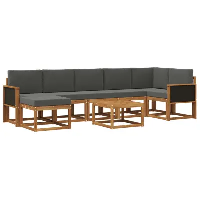 vidaXL Zunanja garnitura za sedenje 8 pcs Naravna in antracitna