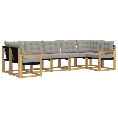vidaXL Zunanja garnitura za sedenje 7 pcs Bela in svetlo siva