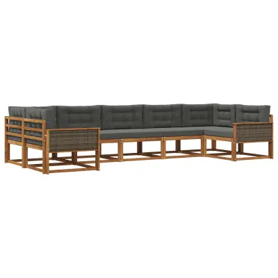 vidaXL Zunanja garnitura za sedenje 7 pcs Naravna in antracitna