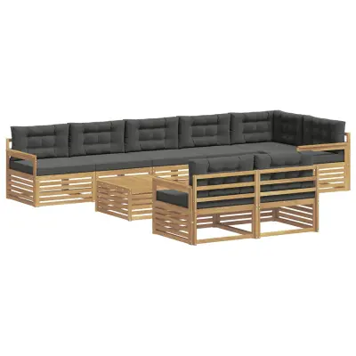 vidaXL Zunanja garnitura za sedenje 9 pcs Bela in antracit Poliester