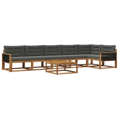 vidaXL Zunanja garnitura za sedenje 7 pcs Naravna in antracitna